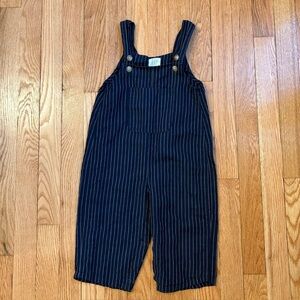 Gap Toddler overalls linen and cotton, navy with white pin stripes 18-24 mo